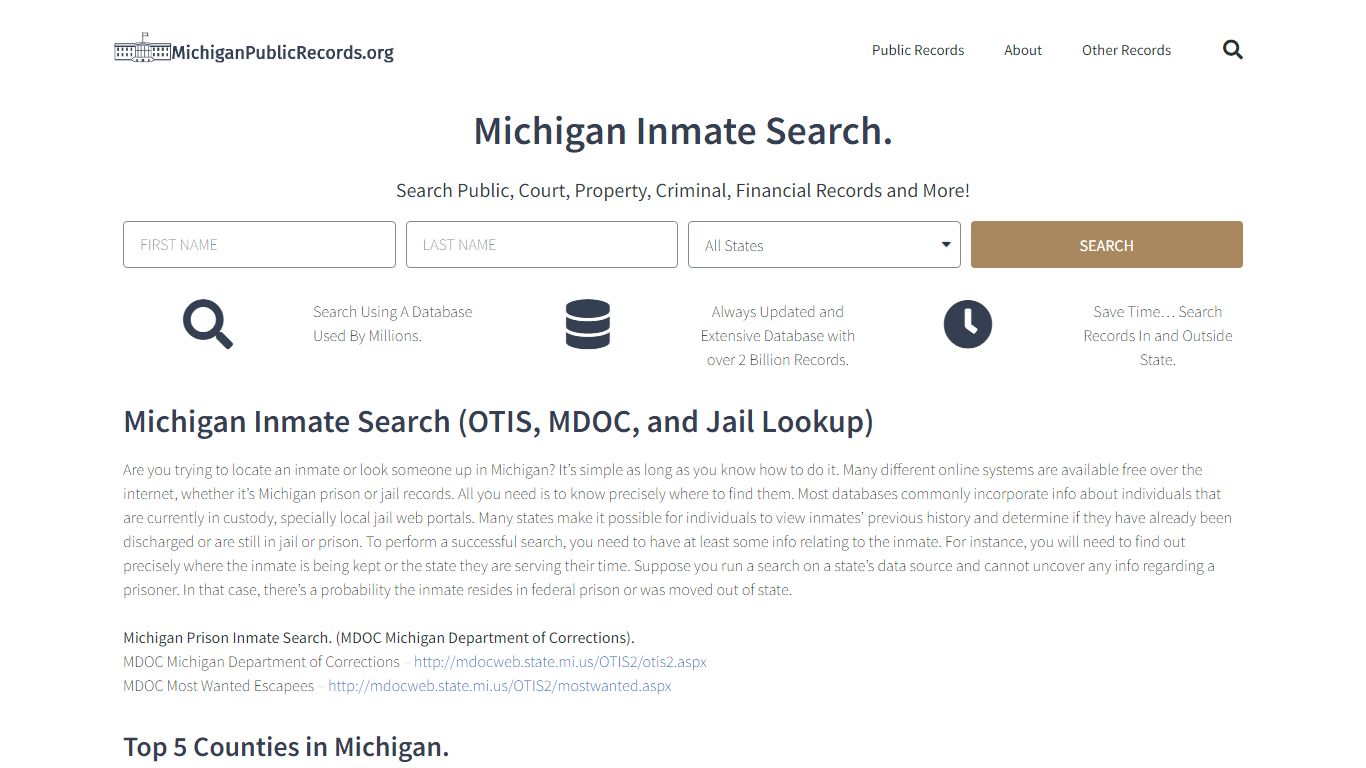 Michigan Inmate Search. - michigan public records